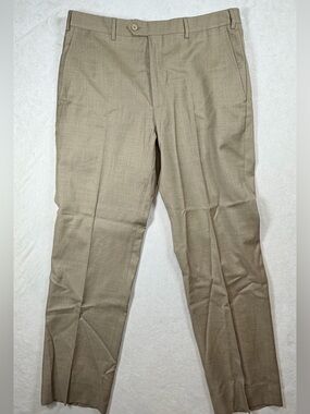 Santorelli 36W 31L 100% wool Luxury Serge Romeo Men's Tan Dress Trousers